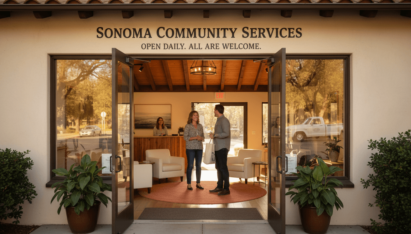 Welcoming entrance to Envios Sonoma service center in Sonoma, California
