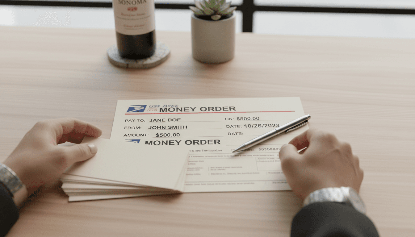 Money order completion at service desk