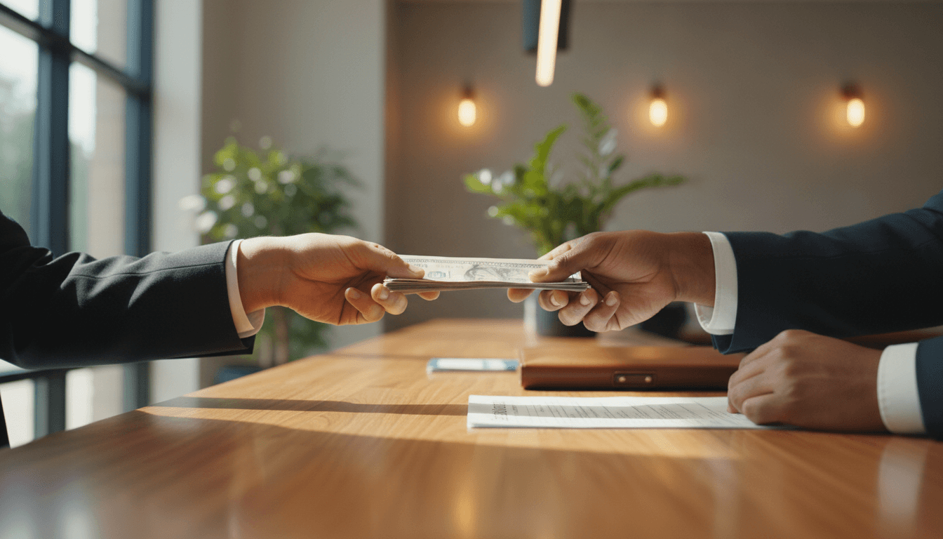 Customer exchanging cash at Envios Sonoma service counter