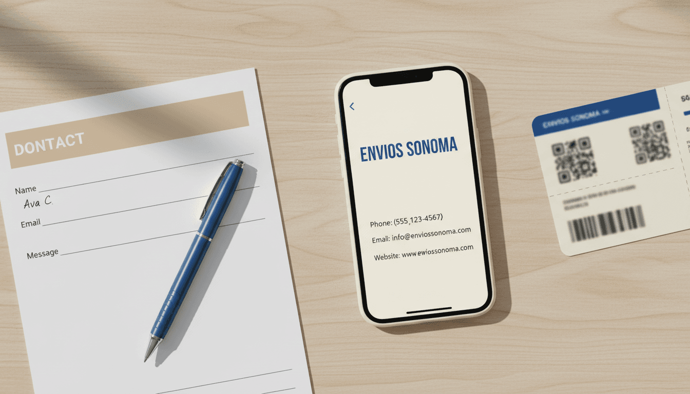 Contact details and service documentation for Envios Sonoma